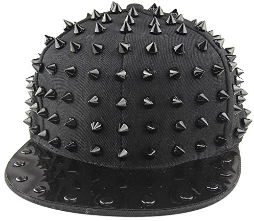 minakolife New Spike Studded Embellished Adjustable Cap Bright Brim (Black-Black)