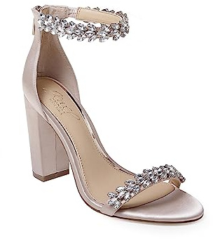 Jewel Badgley Mischka Damen Mayra Sandalen mit Absatz, Champagner-Satin, 42 EU