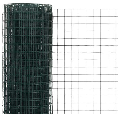 Tidyard Drahtgeflecht Maschendrahtzaun mit PVC-Beschichtung- Hundezaun Katzenzaun Hühnerzaun, grün, 0,5 m Höhe, 25 m Rolle, Maschenweite 19 x 19 mm (L x B), Drahtstärke 0,9 mm