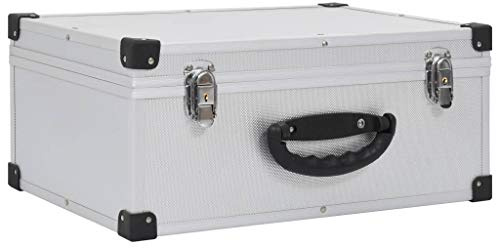 vidaXL CD Case for 60 CDs with Full Trimming Handle Reinforced Corners Lockable Storage Recorder Holder Organiser Box Aluminium ABS Silver