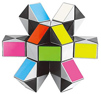 Larger Snake Cube Puzzle Fidget Sensory Toy Vivid Rainbow 8 Colors Magic Ruler Twist Cube Puzzle Games Brain Teaser Puzzles Top Anti-Anxiety Fidget Twisty Toys (48 Wedges)