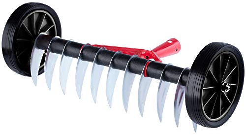 KADAX Lawn Aerator with Wheels, Garden Claw for Lawn, Garden, Moss, Metal Cutting Radiator, Manual Scarifier Garden Accessories Lawn Aerator, Cultivator