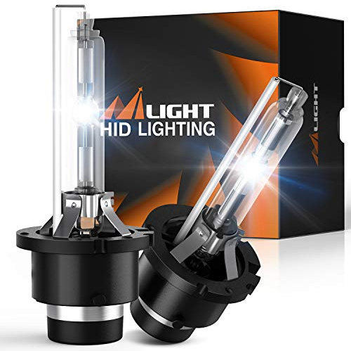 Nilight D2S HID Headlight Bulbs, Diamond White, 35W, 85V, 3000 Hours Lifespan, Anti-UV Quartz Glass, D2S Standard Fit