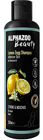 alphazoo Lemon Zegg Katzen & Hundeshampoo 200 ml I Natürliches Shampoo mit Zitrone, Moschus & Kokos, ohne Silikone I Glänzendes Fell und Vitale Haut