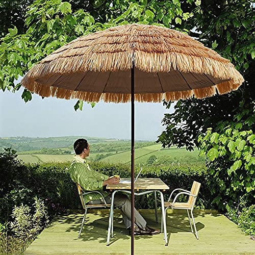Yclty 2.5M Hawaii Strandschirm – Tropical Palapa Raffia Tiki Hut Hawaiian Hula Balkon Sonnenschirm（Keine Basis）