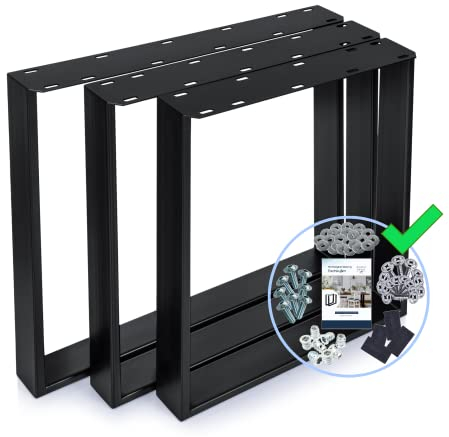 Ariana Home® - 2X Premium Stabil Tischkufen, Tischbeine, Tischgestell, Möbelfüße aus Metall, (Couchtisch, Esstisch, Schreibtisch, Wohnzimmertisch, Sitzbank & andere Möbel) - 80x72 cm Schwarz