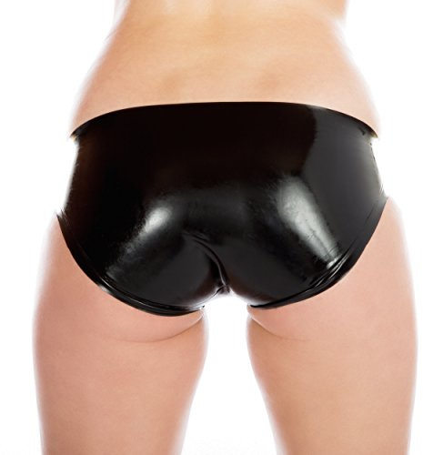 Rubberfashion sexy Latex Slip Kurz - Rubber Hose Latexslip - Latex Dessous Pants für Damen und Herren schwarz 0.4mm L