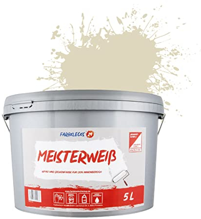 Farbklecks24 Meisterweiß Color, Wandfarbe Beige 1-1 (5L),(versch. Farben),hohe Deckkraft
