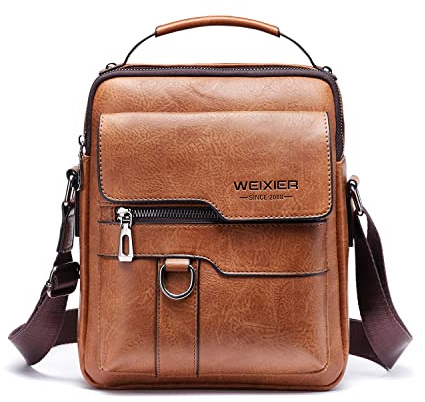 Naudamp Bolso de Hombro para Hombre, Moda Bolso de Mensajero de Cuero PU, Mochila de Ocio, Bolso de Viaje Deportivo al Aire Libre