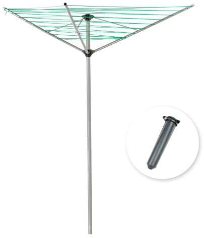 KCT 3 Arm Outdoor Rotary Washing Line Clothes Airer 30m Drying Area Clothing Dryer