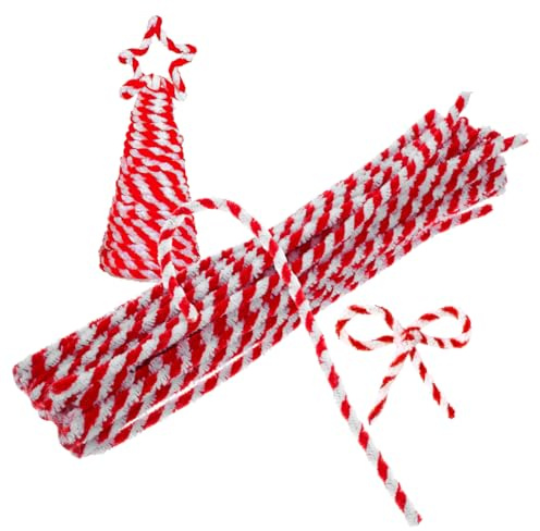 VALICLUD Spielzeug Für Kinder Weihnachten Pfeifenreiniger Handwerk Chenille Stiele Weiß Rot Masse DIY Kunst Dekorationen 50St