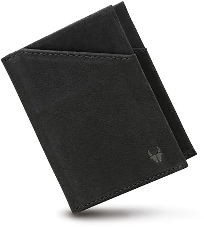 DONBOLSO Herren Leder Slim Wallet Mit Münzfach - Front Pocket Brieftasche - Minimalistischer RFID-Blockierender Karteninhaber - Bifold Für Männer Mit Schöner Geschenk-Box