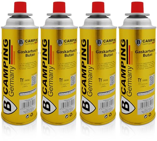 Deuba 4X Gaskartuschen 227g Butangas Kartusche MSF-1A Bajonett | für Campingkocher, bis zu 3 Stunden Laufzeit, Gas Kartusche, Leicht Transportierbare, Camping, Grill, Festival, Brenner, Set