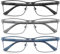 MODFANS 3 Paire de Lunettes de Lecture 2.5 Homme Anti Lumiere Bleue - Monture Rectangle en Metal Acier Inoxydable Lunettes de Vue Lunettes Loupe Noir-Gris-Bleu