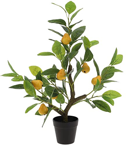 Gresorth 20 Artificial Pear Tree Fake House Green Plant with Fruits Decoration Pot Big Realistic Leaves for Home Table Office Garden Indoor Outdoor