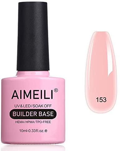 AIMEILI 5 in 1 Builder Base Gel, Clear Sheer Color UV LED Gel Nail Polish for Strengthening, Repair, Extension, Long Lasting & Easy to Apply - 10ml, 41g