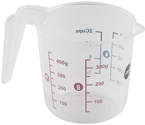 Emsa K32260 Prep&Bake Kunststoff-Messbecher 0,5 L | doppelte Skalierung | für feste & flüssige Zutaten | integrierte Ausgießlippe für präzises, sauberes Ausgießen | spülmaschinenfest | Transparent