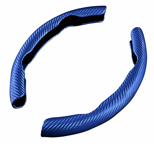 MAGII 2 Stück Auto Lenkradbezug für Volkswagen VW Golf 5 6 7 8 GTE GTI GTD, Universal Lenkradabdeckung Kohlefaser Segmentierter Lenkrad Wrap Anti-Rutsch Lenkradhülle Innenraum Zubehör,C Blue