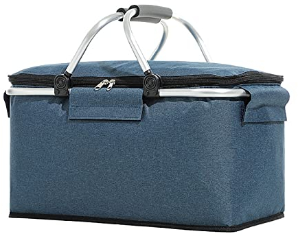BASII Picknickkorb, vielseitige Picknick-Kühlbox, Isotherm, tragbar, faltbar, Lunchtasche, großer Marktkorb, Tasche für Familie, Outdoor, Partyzubehör, Korb