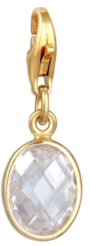 Nenalina Zirkonia-Stein Karabiner Charm Anhänger für Bettelarmband aus 925 Sterling Silber 0508823123