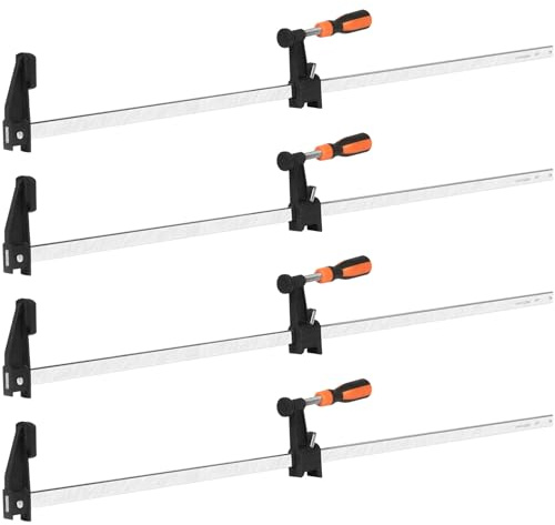 HANSOM 4-Pack 36 inch Bar Clamps,Long Wood Clamps Heavy Duty Force 600 Lbs Adjustable and Release Quickly,Woodworking Clamps Throat Depth 2.5 inch with Plastic Handle