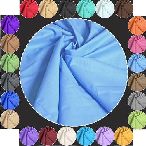 Baumwollstoff Meterware 50cm x 240cm Uni Himmelblau MAXI BREITE | 100 % Baumwolle Stoffe 1,2qm Einfarbig EXTRABREIT - Patchwork Dekostoff zum Nähen - Quiltstoffe Waschbar und Atmungsaktiv