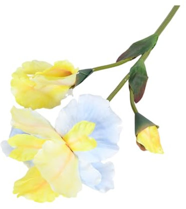 Porceosy Tela de seda falsa, lirios realistas de flores artificiales con tallo, hojas verdes, hogar, boda, fiesta, arreglo floral sintético para interiores y exteriores, color amarillo
