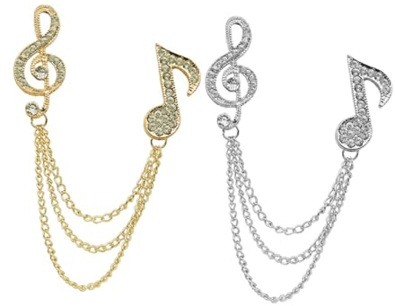 VALICLUD 2stücke Strass Herren Brosche Pin Schmuck Pin Broschen Musiknoten Broschen