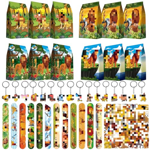 Clvsyh 86Pcs Kindergeburtstag Gastgeschenke Set, Kindergeburtstag Give Away, Geschenktüte, Schnapparmband Kinder, Cartoon Aufkleber, Amine Schlüsselanhänger,Anime Party Mitgebsel