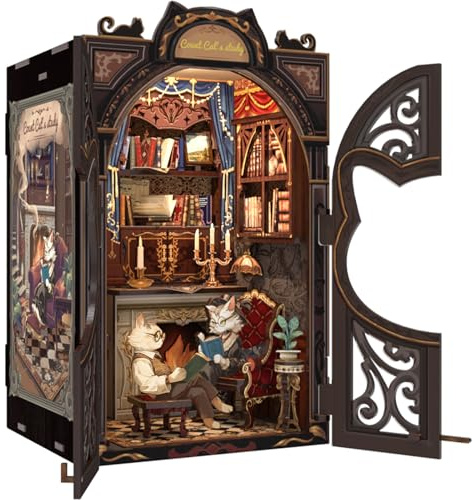 Cutefun Book Nook DIY - 3D Puzzle Bücherstütze (Count Cat's Study)
