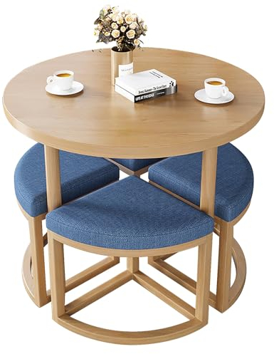 Modernes rundes Konferenztisch-Set für Verhandlungsraum, Café, Bibliothek, Hotel, Lounge, Blau
