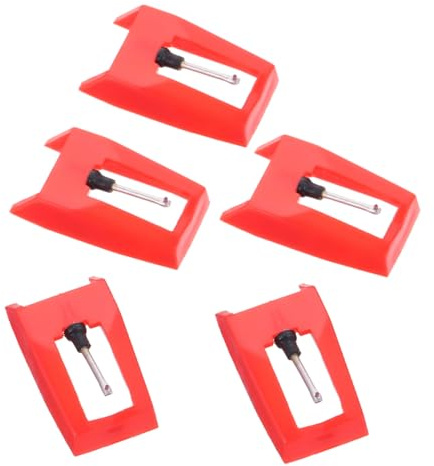 BESTonZON 25 Pièces aiguille de remplacement du stylet remplacement de l'aiguille en vinyle stylet universel platines vinyles vyndil aiguille de disque de gramophone aiguille de stylet rouge