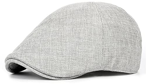 Atmungsaktive Leinen-Schiebermütze für Herren, Vintage-Stil, britischer Stil, Baskenmütze, elastisch, für den Sommer, klassische Regisseurenkappe (E-Größe: 55 - 60 cm)