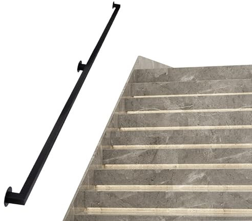 Treppenhandlauf - Komplettset. 30 cm - 600 cm modernes schwarzes Treppengeländer, an der Wand montierter Haltegriff, Sicherheitsstütze, Metallstange aus Schmiedeeisen(100cm)
