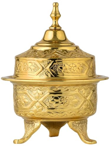 Marrakesch Orientalische Deko Schmuckschale Behälter mit Deckel aus Metall 18cm | Schmuckaufbewahrung als Deko im Wohnzimmer & Schlafzimmer auf dem Schminktisch | Bonboniere Nabila Tischdeko silber