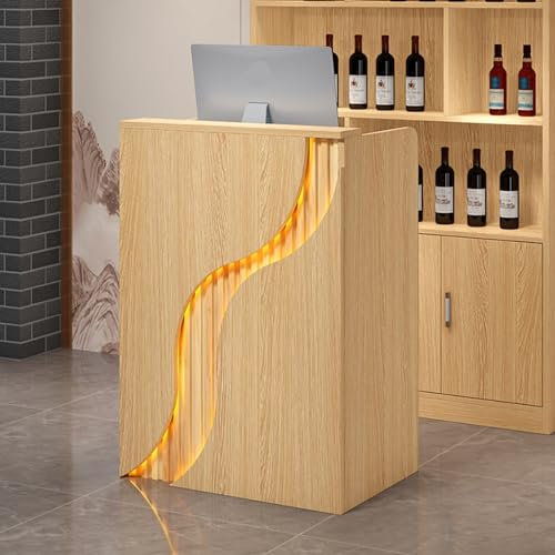 Moderner Empfangstresen für Schönheitssalon, Lobby und kleine Unternehmen, stilvoller Rezeptionstresen mit natürlichem Finish (60 cm)