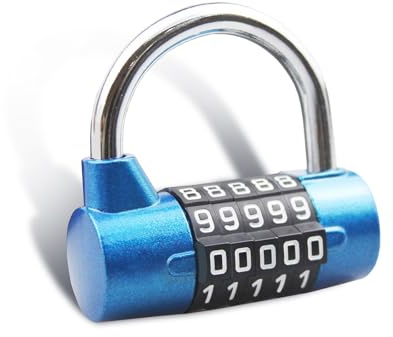 SISAV 5 Digit Combination Lock,Gym Padlock,Replaceable Combination Lock,Suitable for School Lockers,Tool Boxes,Fences,Blue(1 Pack)