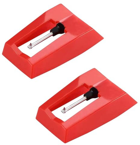 2er Pack Plattenspielernadeln, Plattenspielernadeln, Rote Plattenspielernadeln, Ersatzzubehör, Ersatz-Plattenspielernadel für Plattenspieler, Phonograph(Farbe:Rot)