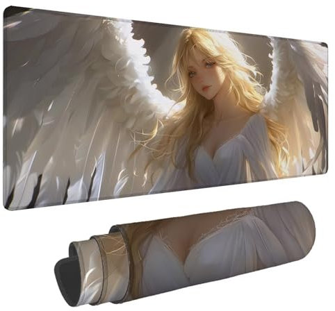 Tapis de Souris Dessin Animé Tapis de Souris XXL Ange 1500x800x4mm Tapis Souris Gamer, Sous Main Bureau Ordinateur Portable, Mouse Pad Bords Cousus Caoutchouc Antidérapante,pour Souris et Clavier A-65