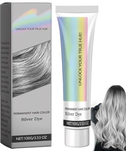 Coloration Cheveux Gris, Teintures Pour Cheveux Gris, Teinture Cheveux Femme Pour Patine Cheveux, Coloration Grise Pour Cheveux Femme, Cire Colorante Cheveux, Silver Gray Hair Dye Cream (1PC, 100g)