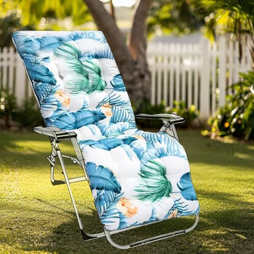 Sun Lounger Cushion Only Thick Seat Padded for Steamer Chair Recliner | High Back Replacement, 170x53x10cm, Polyester, PP Cotton Filling, Non Slip Straps, Indoor, Outdoor, Garden, Patio, Furniture