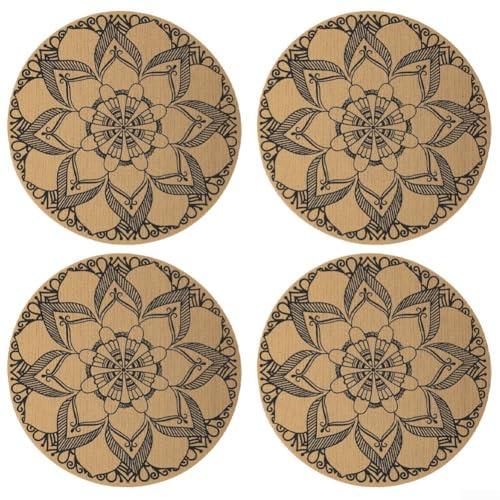 Chic Set de 4 manteles individuales de PVC con elegante protección para tu mesa de comedor con características de fácil cuidado (C negro)