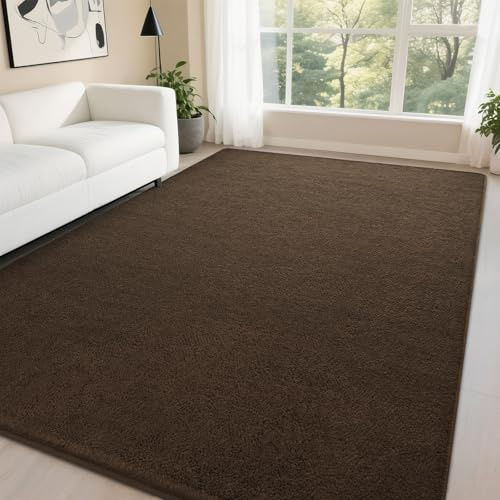 DweIke 4x6 Dark Brown Area Rugs for Bedroom, Super Soft Living Room Rug, Thickened Memory-Foam Throw Carpet, Non-Slip and Washable Carpets for Kids Boys Girls Room Dorm Nursery Home Decor