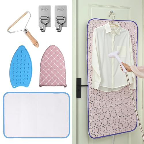 Portable Foldable Ironing Mat for Table Top Iron Pad for Countertop Thick Ironing Blanket Over The Door Steamer Pad Washer Dryer Heat Resistant Mat Travel Ironing Board,47.2x23.6 with Accessories