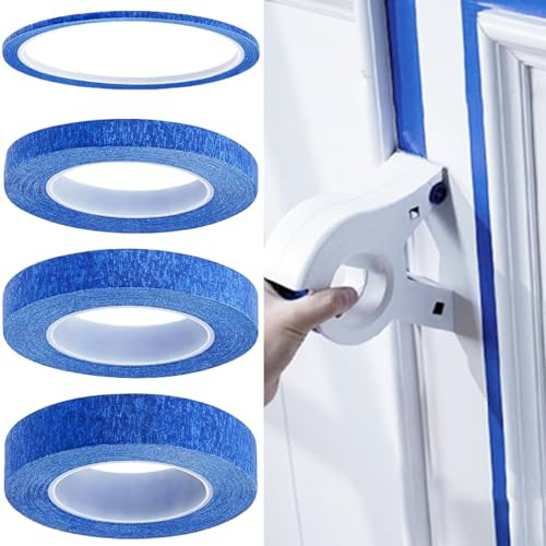 Ezranova 4 Rolls Blue Masking Tape, Fine Line Tapes, Maler Tape, Künstler Malerei Tape, 5mm / 8mm / 10mm / 15mm breites schreibbares Masking Tape, Premium Paint für Malerei und Dekoration