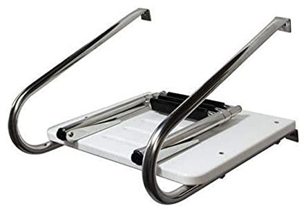 OZBMA 3 Step Collapsible Pool Ladder,Telescoping Boat Ladder with Folding Step Ladder and 2 Handrails,for Swimming Pool Pontoon Dock and More (Silver 3 Steps) (Silver 3 steps)
