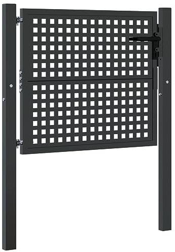 Stahl Gartentor 105x125 cm Anthrazit - Robustes Absperrgitter für Garten & Einfahrt, Witterungsbeständig & Langlebig, Ideal als Sichtschutz und Sicherheit