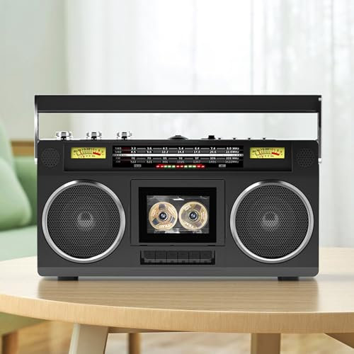 Radio Stéréo Portable, Lecteur De Cassettes Rétro Boombox, Radio AM/FM/SW1/SW2, Compatible Bluetooth, Prise Casque Auxiliaire USB SD, pour La Maison, Le Bureau, L'école Et L'entreprise