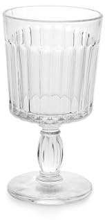 H&H Set 6 Calici Atena in Vetro Lavorato Trasparente 26 cl – Eleganti e Resistenti – Lavabili in Lavastoviglie