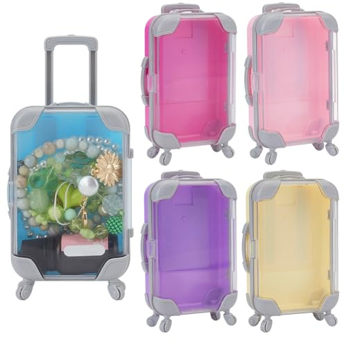 FINGERINSPIRE 5 Stück Mini Koffer Aufbewahrungsboxen Aus Kunststoff 10.4x6.7cm Innendurchmesser Kleiner Koffer Party Geschenkbox Aufbewahrungsbox Für Ringe Schmuck Süßigkeitenboxen Aus Kunststoff